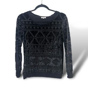 Claudie Pierlot Black Sheer Embossed Blouse Top Size 1 Gothcore Vintage-Inspired